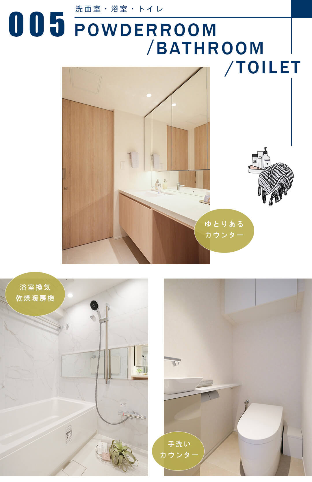 アルス高輪フェアヒルズの洗面室と浴室とトイレ