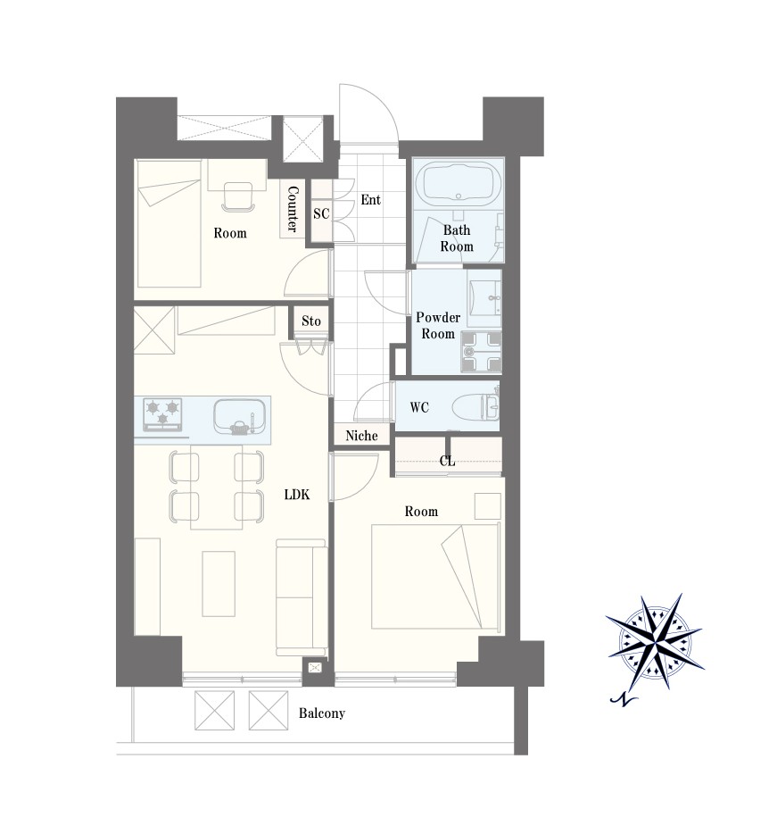 浜町　駅徒歩3分、ペットと暮らせる最上階の住まい 間取図