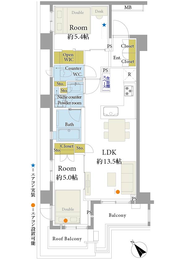 代々木上原　邸宅街に佇む低層レジデンス、陽光あふれる南西角住戸 間取り図