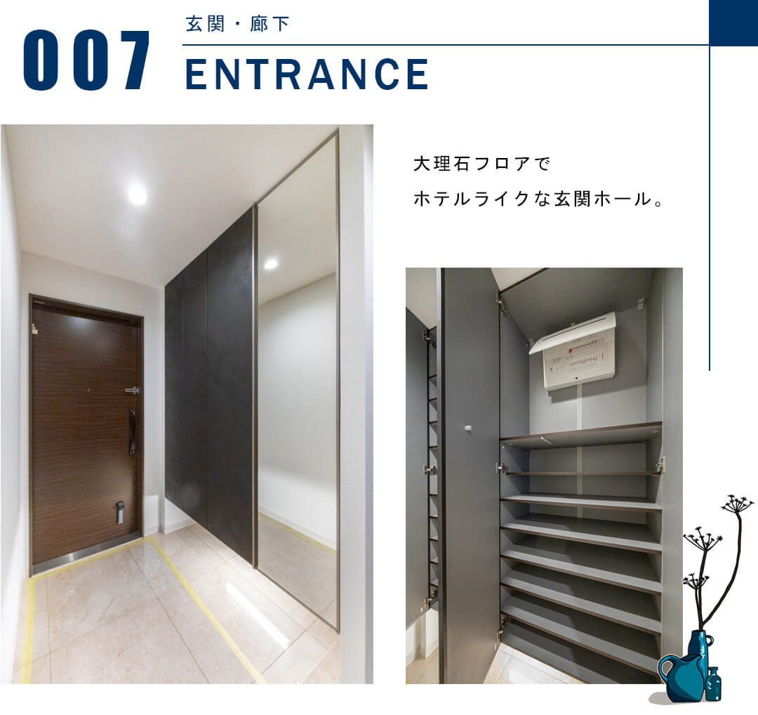 ワテラスタワーレジデンスの玄関