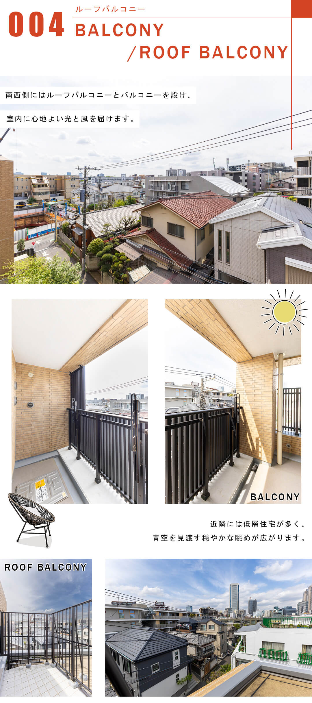 プラネスーペリア代々木参宮橋のバルコニーとルーフバルコニー