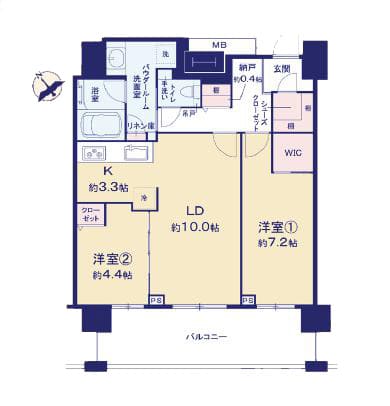 クロスエアタワー　遠くの空に富士を映す、16階の開放的な暮らし 間取り図