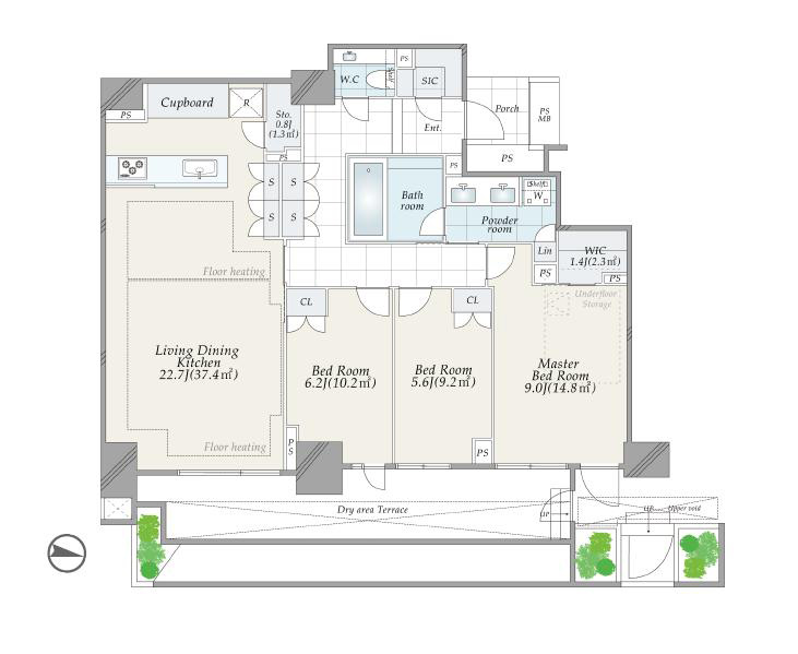 グランドメゾン西原三丁目　邸宅街に佇む、100㎡超のゆとりある低層レジデンス 間取り図