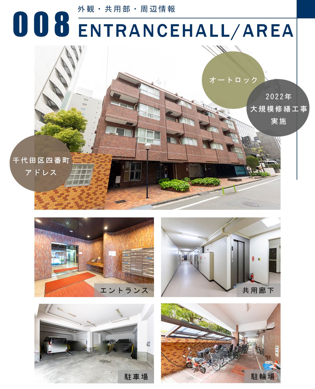 サンビューハイツ四番町の外観と共用部