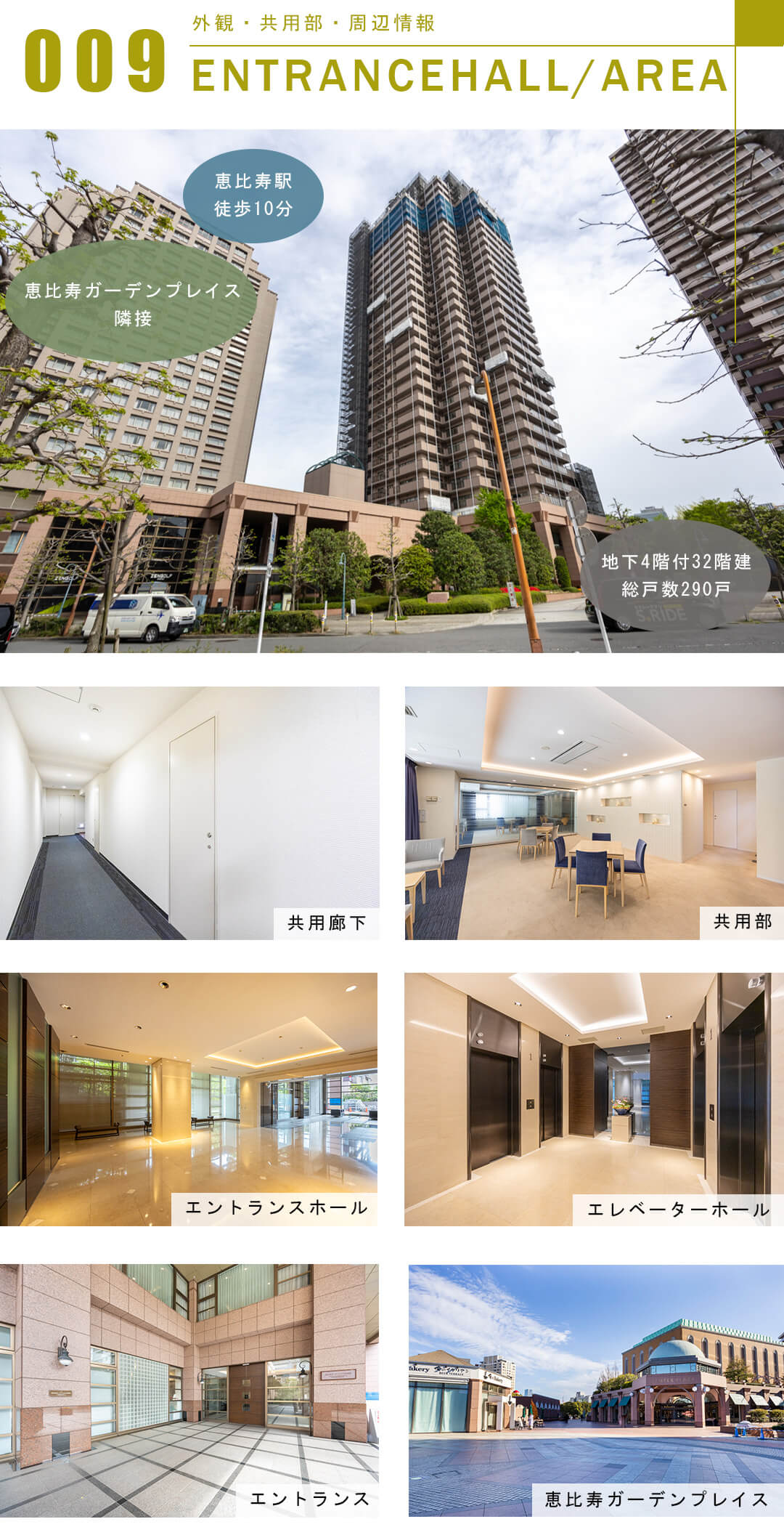 恵比寿ガーデンテラス壱番館の外観と共用部