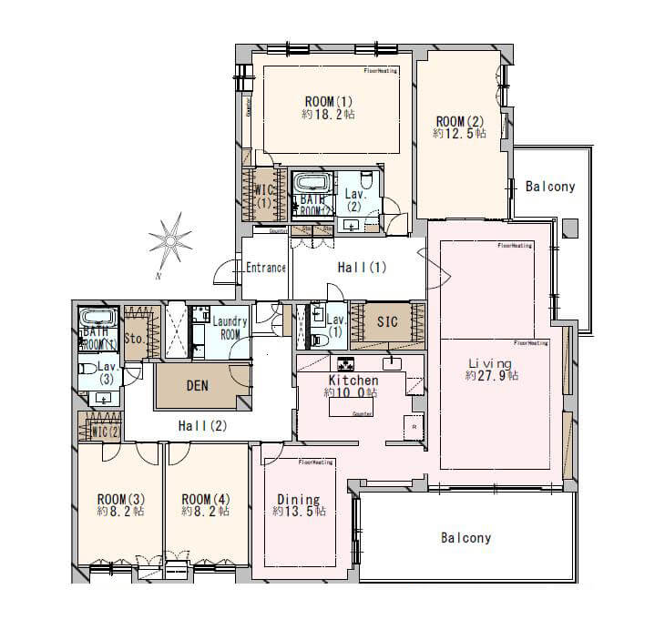 東高原宿ペアシティ　明治神宮の緑を望む、250㎡の最上階ペントハウス 間取り図