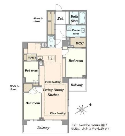 パークコート神楽坂　駅徒歩1分、赤城神社に隣接する静穏な住まい 間取り図