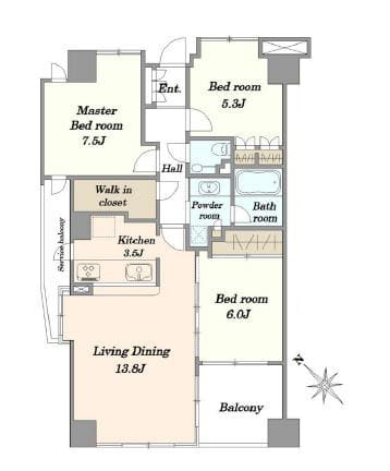 シャリエ神楽坂　南西角部屋！暮らしやすさを実感できる、駅徒歩3分の住まい 間取り図
