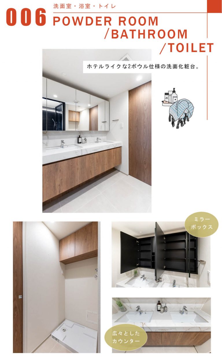 ディアナコート上原の洗面室