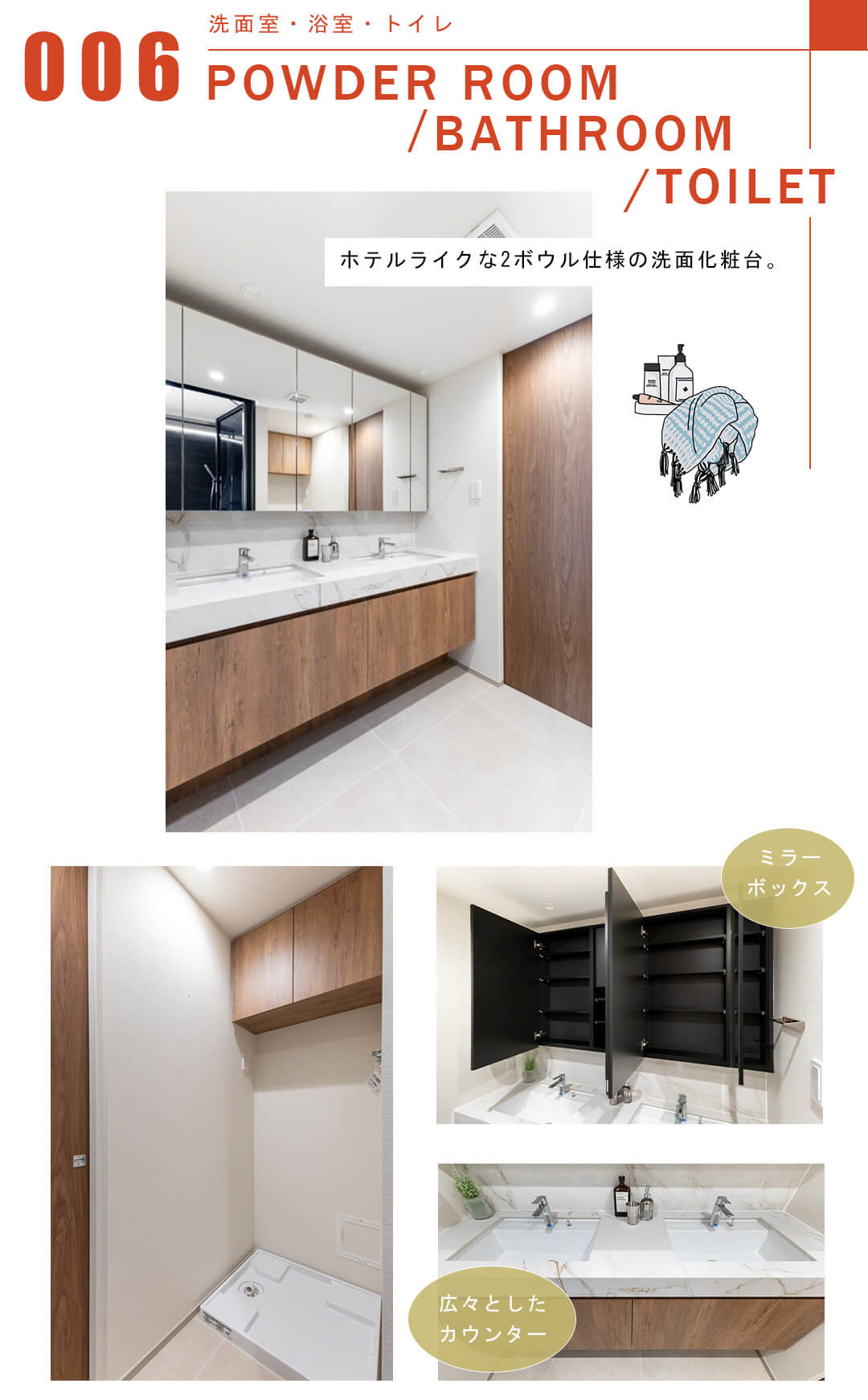 ディアナコート上原の洗面室