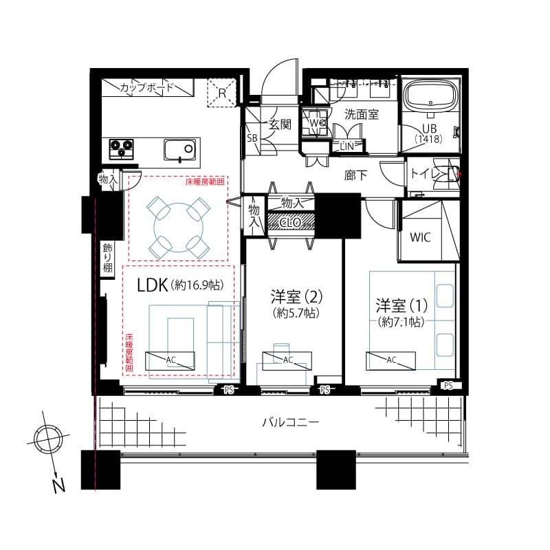 パークコート麻布十番ザ・タワー　空と光、そして東京タワーを愉しむ31階の邸宅 間取図