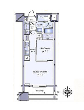 パークコート南麻布　都心を自在に使いこなす、可変性のある1LDK 間取り図