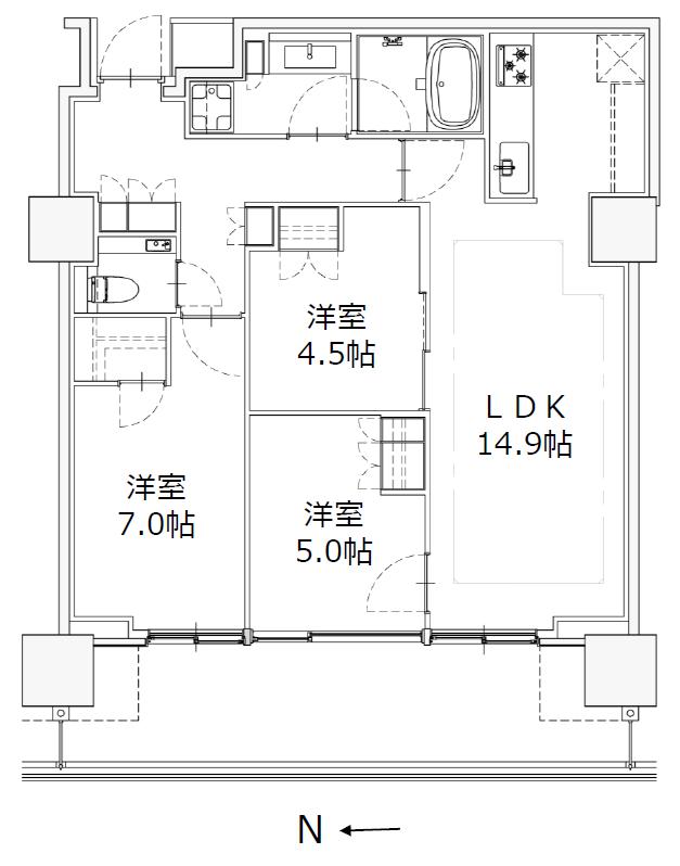 プラウド恵比寿ヒルサイドガーデン　駅徒歩3分、都市機能を享受する穏やかな住まい 間取り図