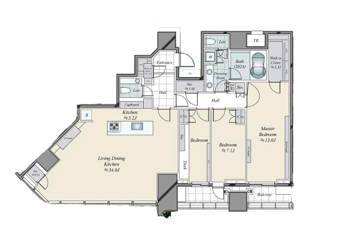 パークコート渋谷ザタワー　代々木公園を望む、36階・141㎡の上質な住まい 間取り図