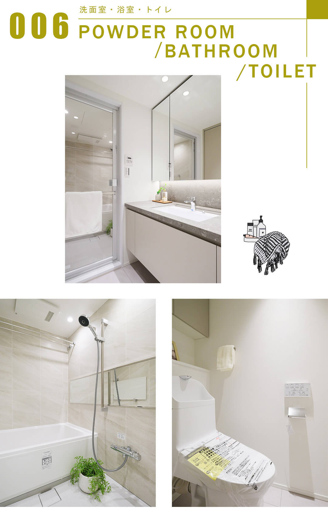 フォルム四谷外苑東の洗面室と浴室とトイレ