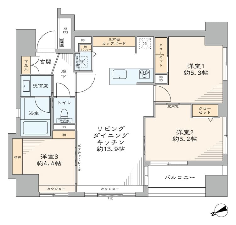 駒込　交通アクセスに優れた立地！眺望良好な南西角部屋 間取図