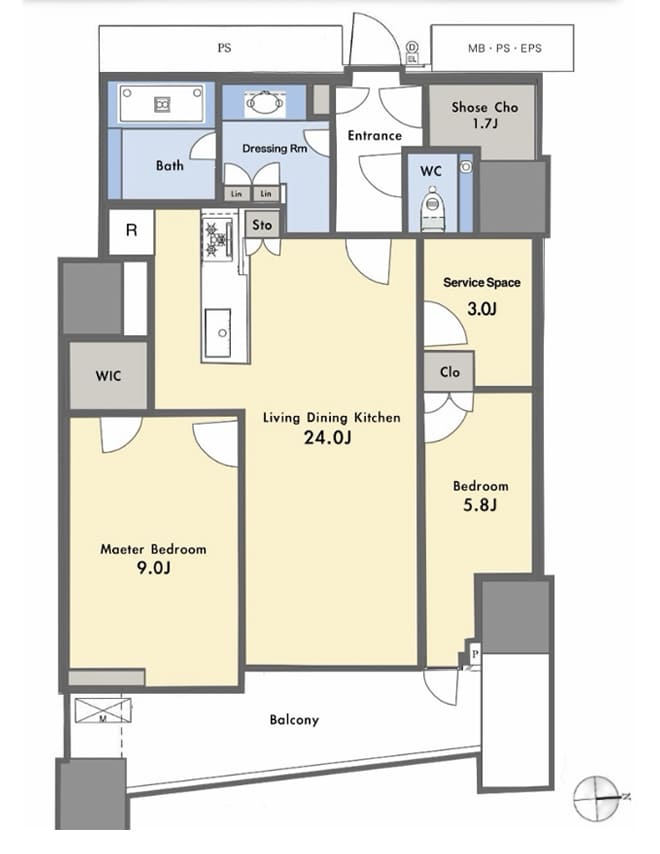 三田ガーデンヒルズサウスヒル　未入居物件！東京タワーが望める2SLDK 間取り図