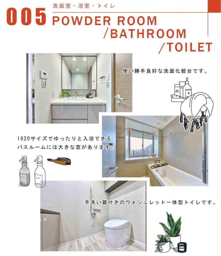 005洗面室,浴室,トイレ,POWDERROOOM,BATHROOM,TOILET