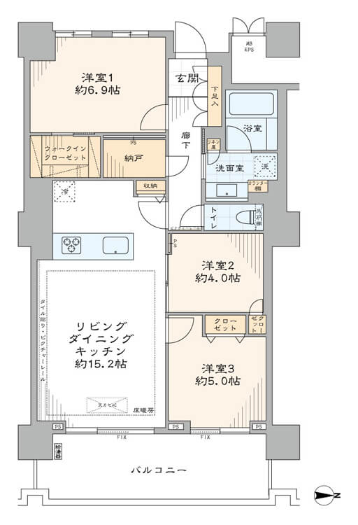清澄白河　買い物施設も充実、33階建てのタワーレジデンス 間取り図