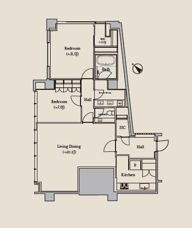 パークマンション六本木　檜町公園ビューの118㎡・ハイルーフ駐車場付レジデンス 間取り図