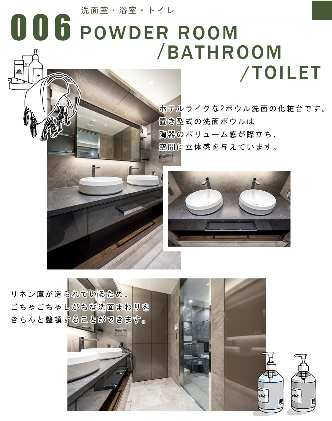 006洗面室,浴室,トイレ,POWDERROOM,BATHROOM,TOILET