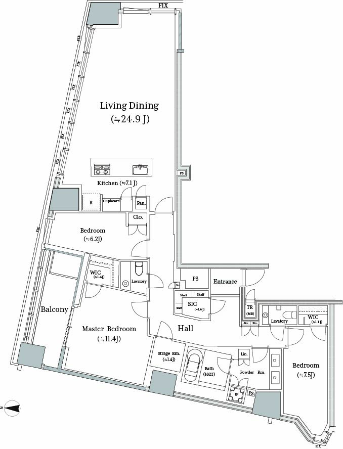 三田ガーデンヒルズイーストヒル　静寂の最上階、145㎡の私邸から東京タワーの煌めき 間取り図