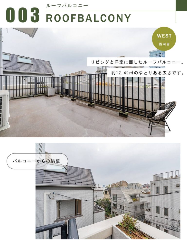 麻布霞町パークマンションのルーフバルコニー