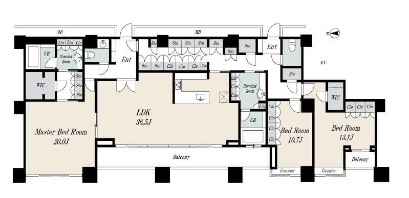 TAKANAWA THE RESIDENCE（高輪ザ・レジデンス）44階・224㎡超え！パノラマビューとともに、自分らしい住まいを創る 間取り図