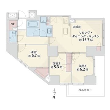 後楽園　駅徒歩1分！東京ドームシティ至近でペットと暮らせる3LDK 間取図