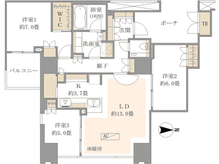 ワールドシティタワーズブリーズタワー　東京湾とレインボーブリッジを一望する27階 間取り図