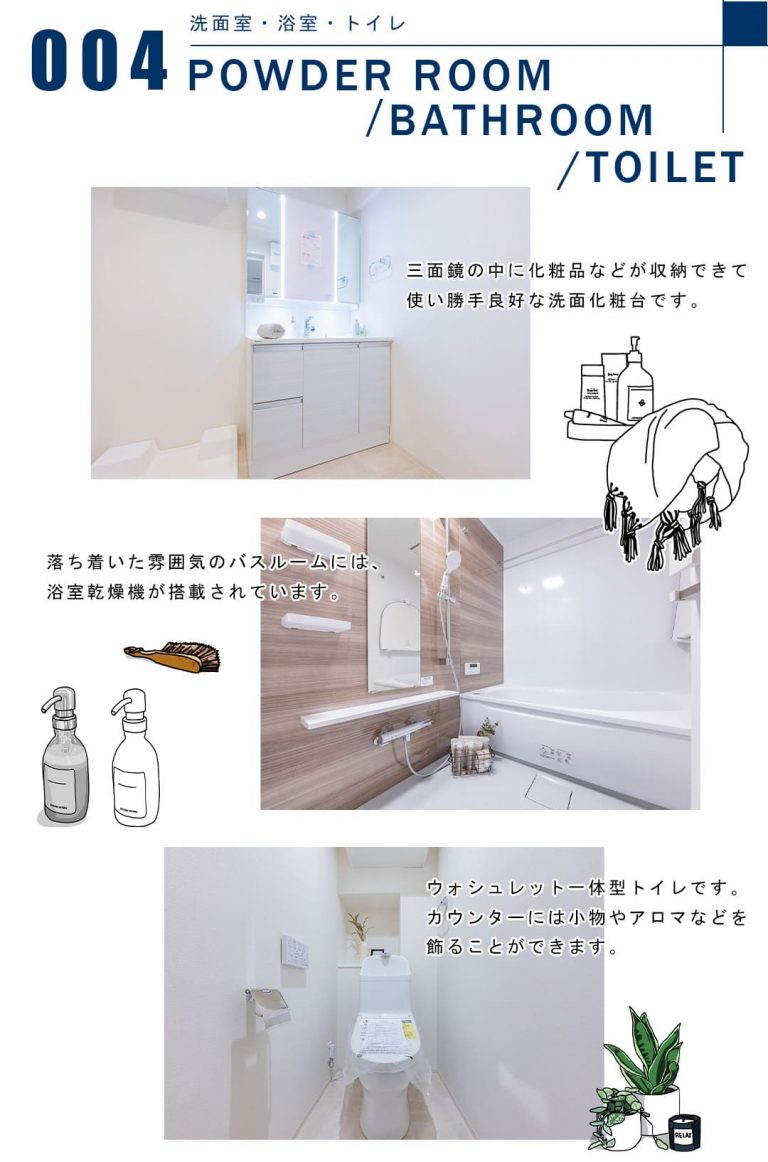 004洗面室,浴室,トイレ,POWDERROOM,BATHROOM,TOILET