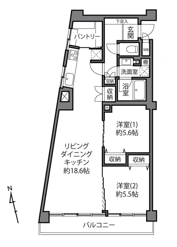 赤坂　ウッドパネルでやさしさと暖かみのある空気感 間取り図