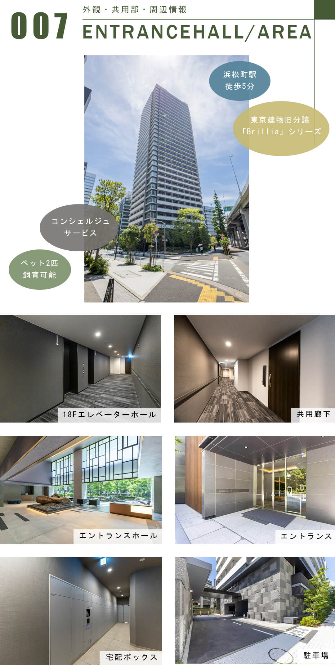 BrilliaTower浜離宮の外観と共用部