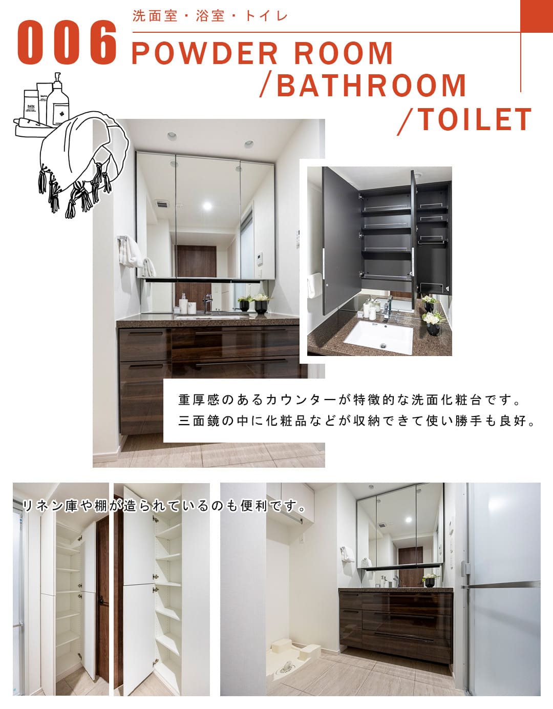 006洗面室,浴室,トイレ,POWDERROOM,BATHROOM,TOILET