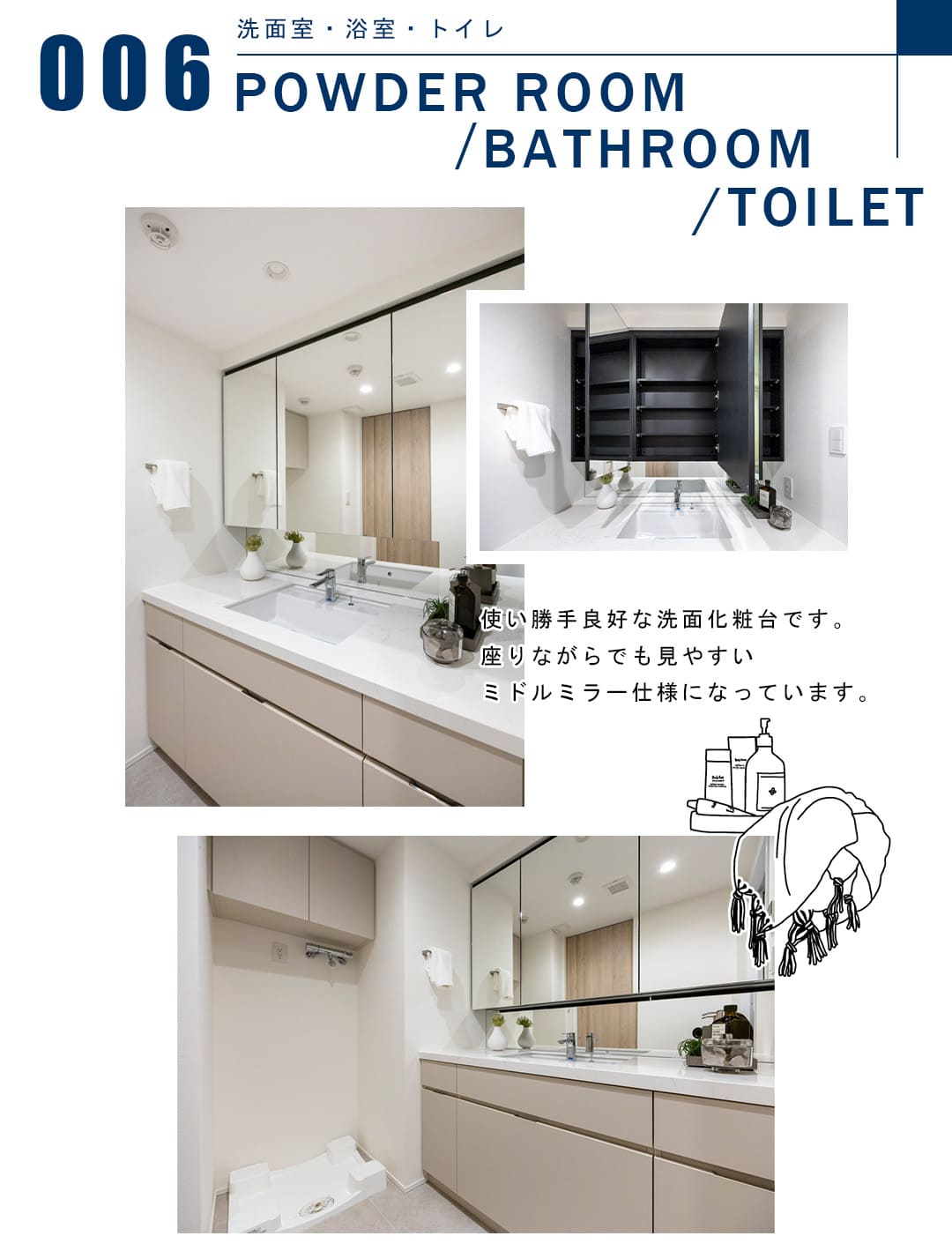 006洗面室,浴室,トイレ,POWDERROOM,BATHROOM,TOILET