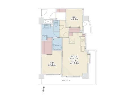 麻布十番　南向き×角部屋！光を愉しむ広々L字バルコニー付きの住戸 間取図