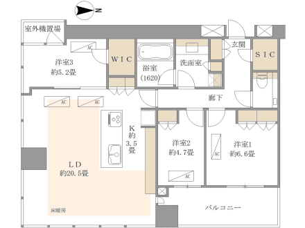 東京タイムズタワー　27階部、東京スカイツリーが望める眺めのいい住まい 間取り図