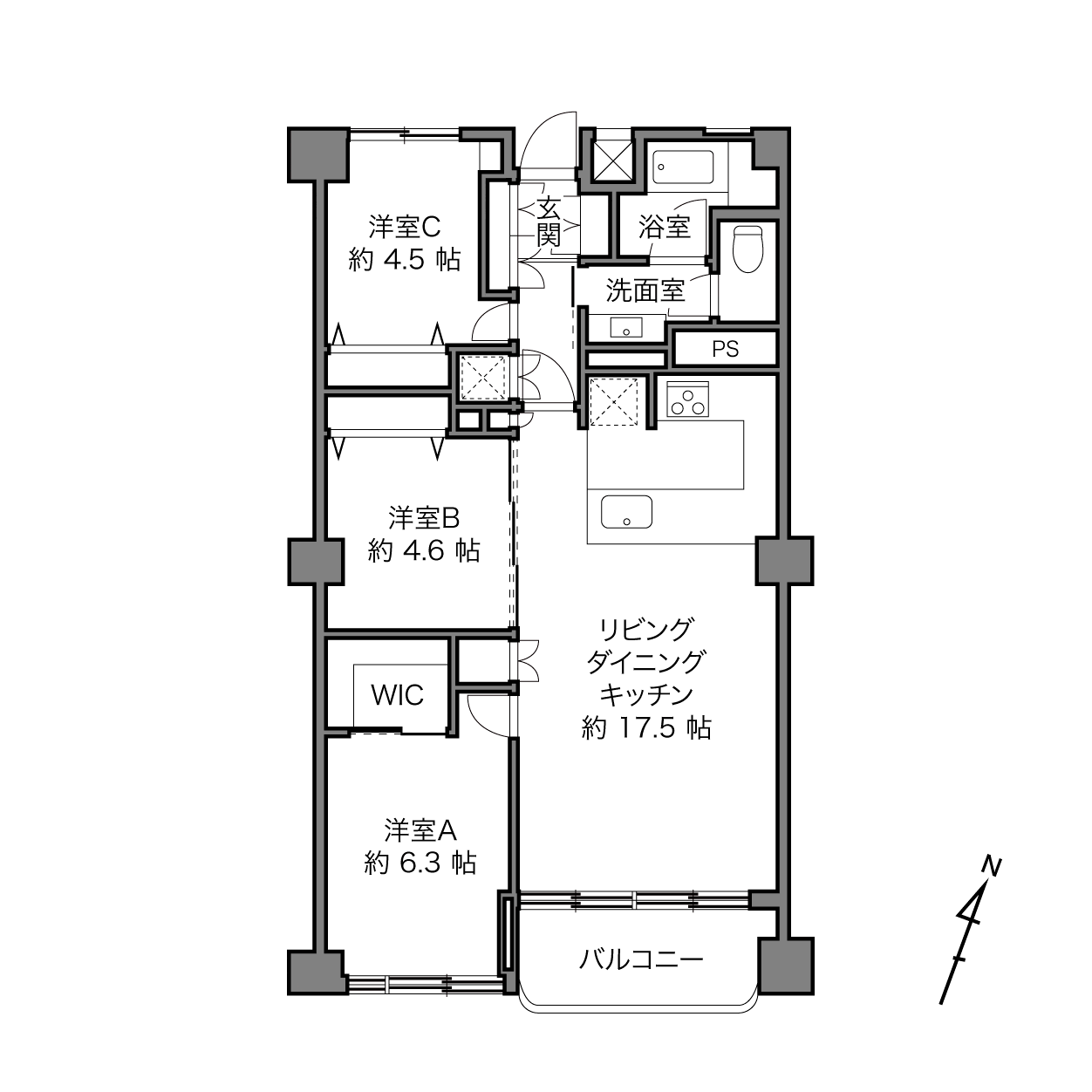 表参道～南青山～　アートが映える余白のあるリビングダイニング 間取図