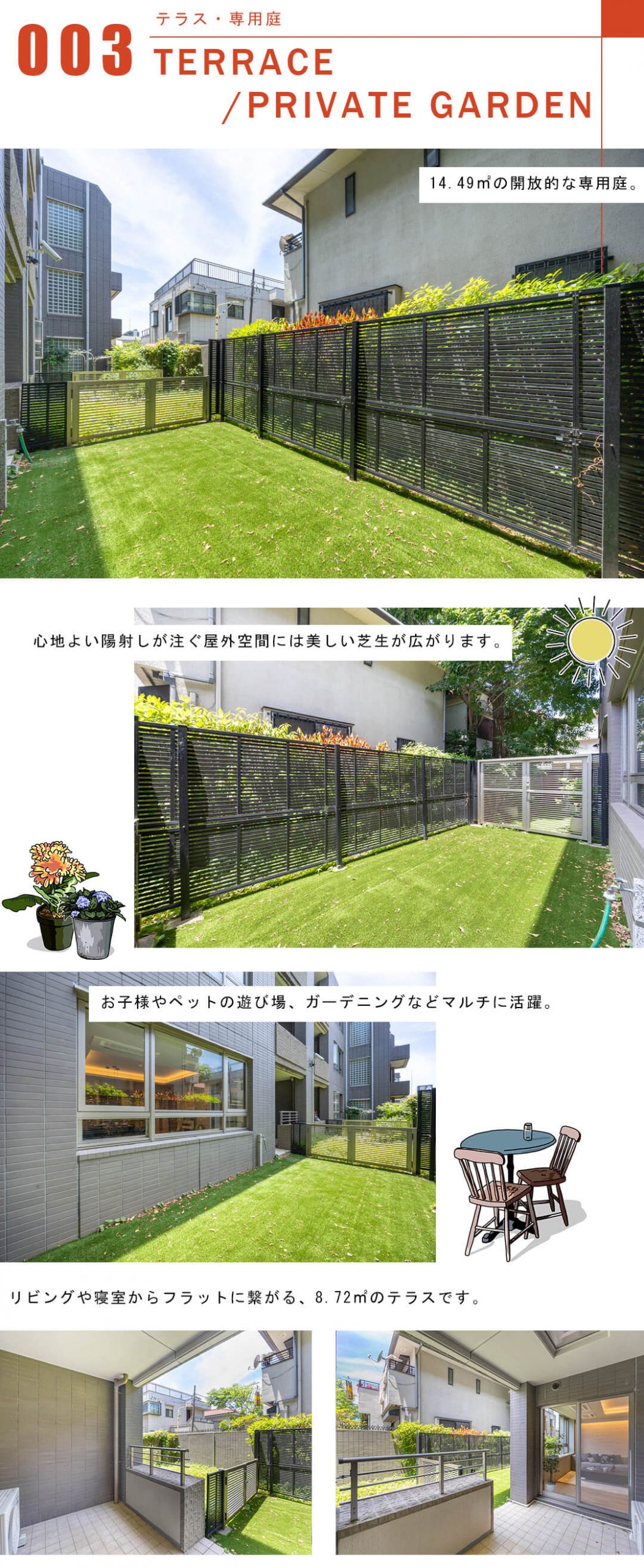 ライオンズマンション元代々木グランフォートのテラスと専用庭