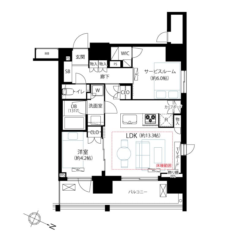 ピアース渋谷WEST　渋谷を一望する開放感、角部屋で叶える上質な暮らし 間取り図