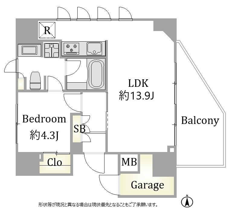 代々木　駅徒歩3分、サイクルガレージ付きの1LDK 間取り図