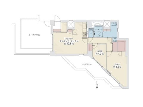 乃木坂　日常をリセットする、開放感のあるルーフテラス 間取図