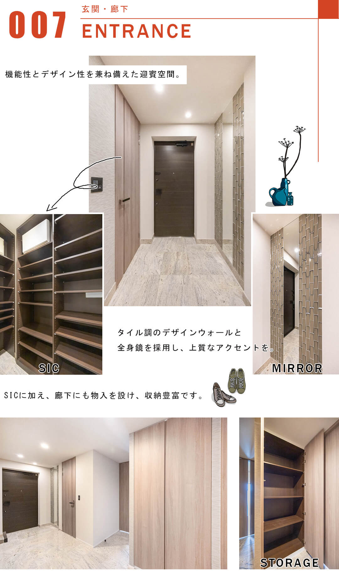 プレミスト麹町の玄関と廊下