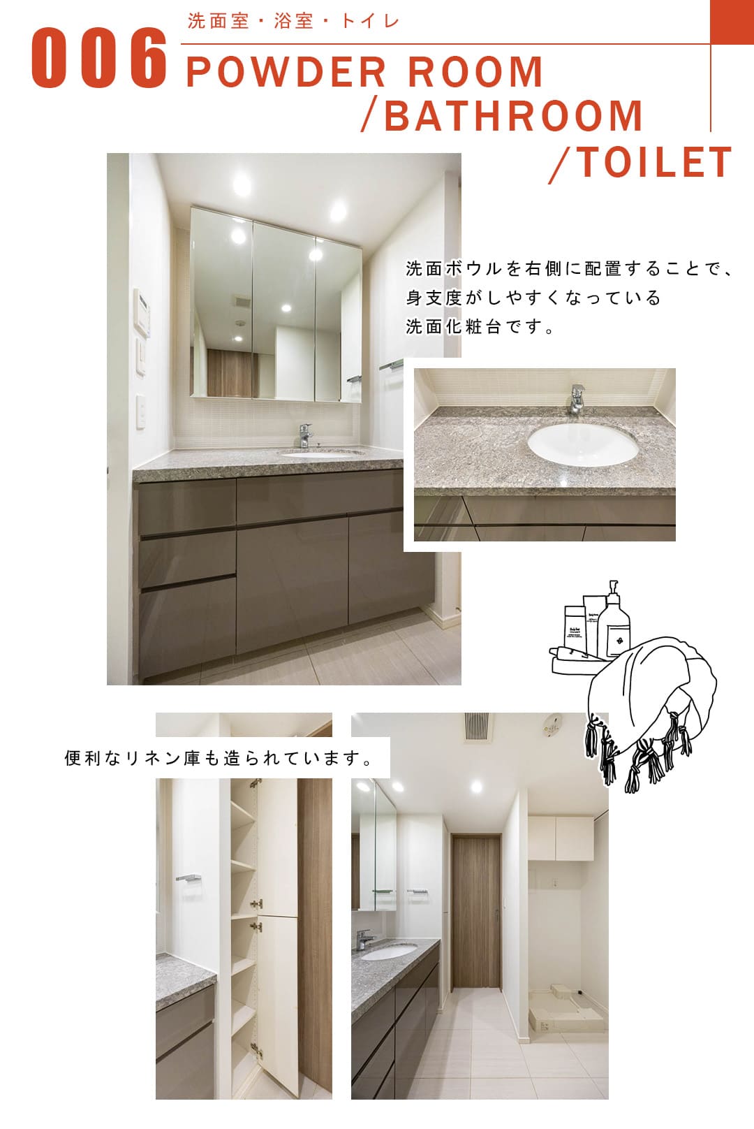 006洗面室,浴室,トイレ,POWDERROOM,BATHROOM,TOILET