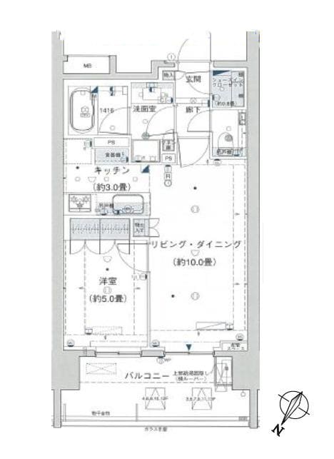 ザ・パークハウス赤坂レジデンス　東京ミッドタウン徒歩圏内！ペットと暮らせる1LDK 間取り図
