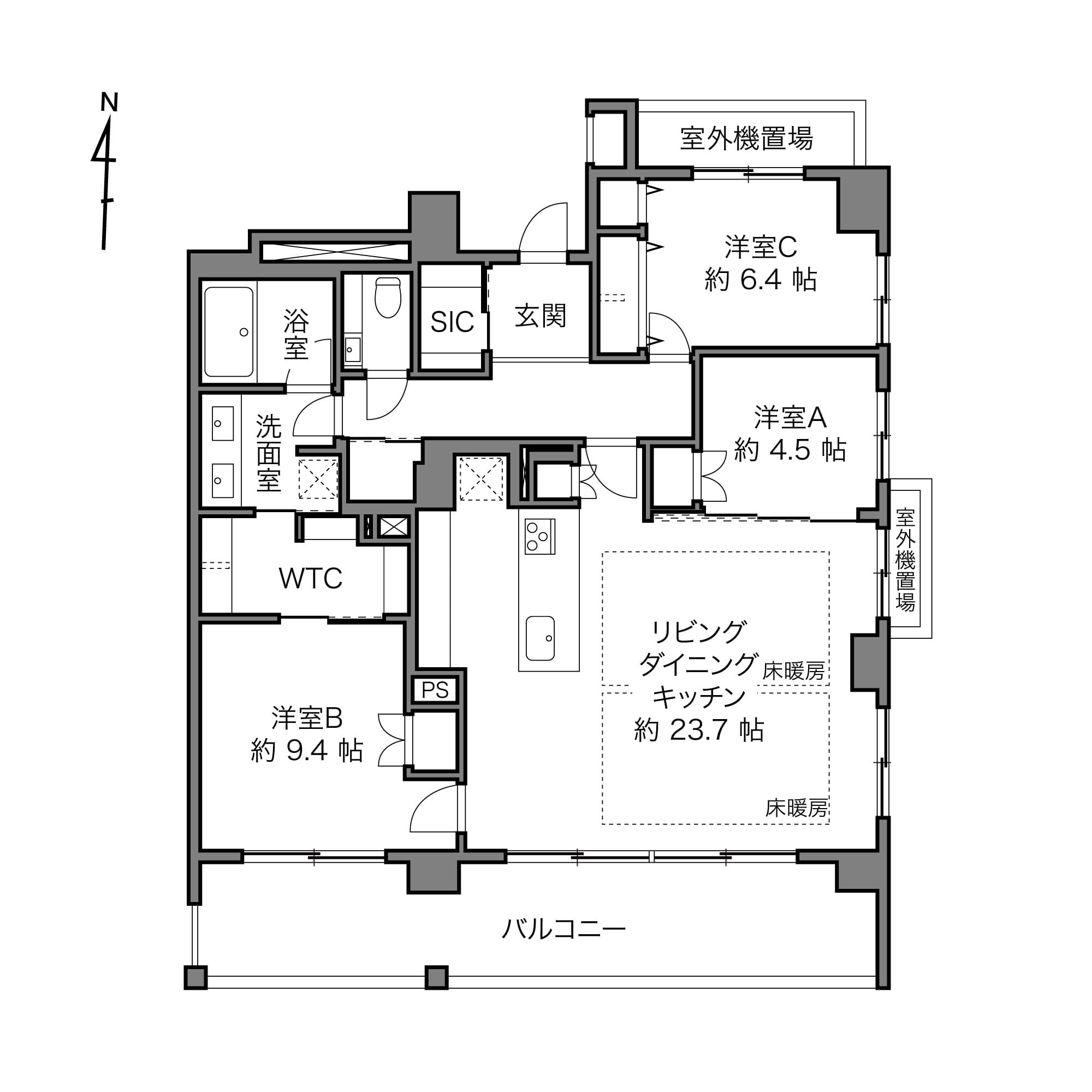 マジェスティハウス新宿御苑パークナード　105㎡のゆとりと美意識が息づく、上質な3LDK 間取図