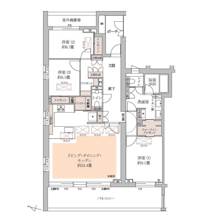 本郷パークハウス ザ・プレミアフォート　最上階115㎡、天井高3,950mmの開放感 間取り図
