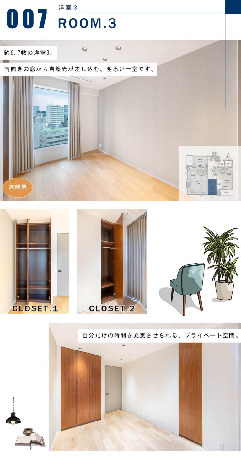ブランズザハウス一番町の洋室