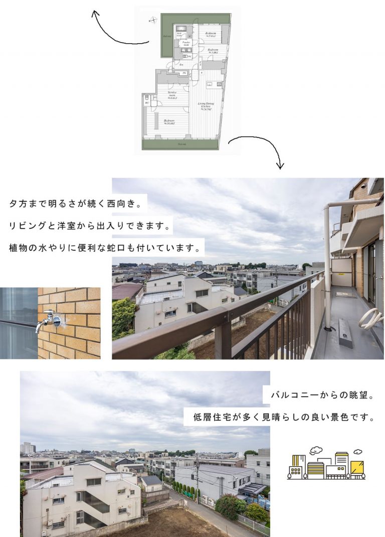 パシフィック若林のバルコニー