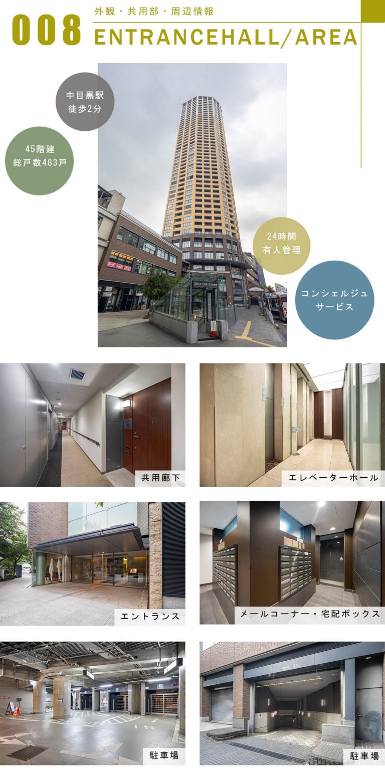 中目黒アトラスタワーの外観と共用部